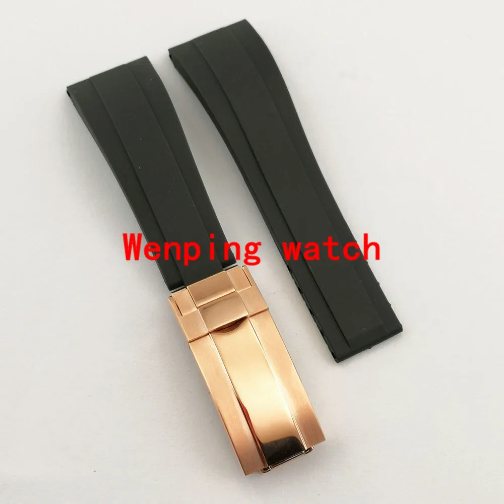 20mm black Rubber Men's and women watch strap with steel buckle P930 | Наручные часы