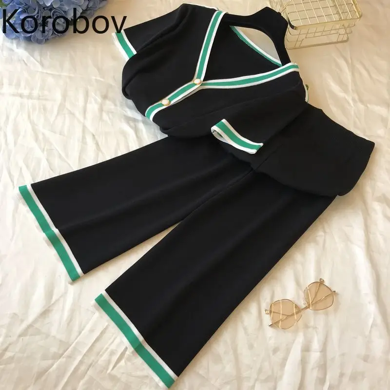 Korobov/Новое поступление женский брючный костюм корейский элегантный однобортный