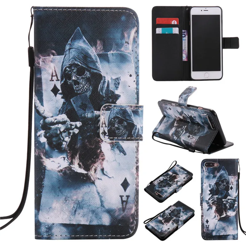 Кожаный чехол бумажник с откидной крышкой и рисунком волшебника для Iphone 7 7Plus 6s Plus