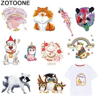 zotoone cute animal iron on patches unicorn cat stickers transfers for clothes t shirt heat transfer diy accessory appliques f1