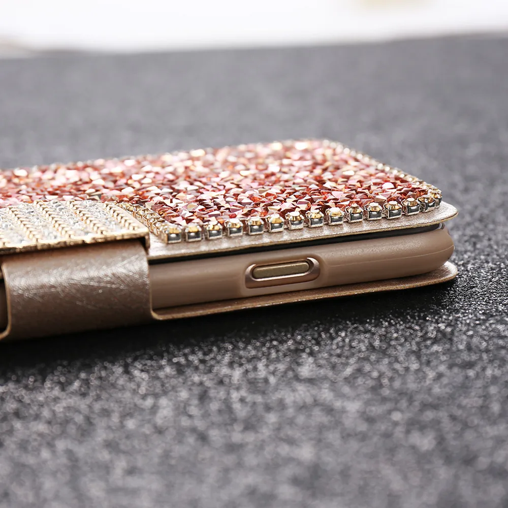 Kisscase кожа Алмазный флип чехол для iPhone 5 5S SE Чехол 7 8 6 6S Plus блеск горный хрусталь Capa