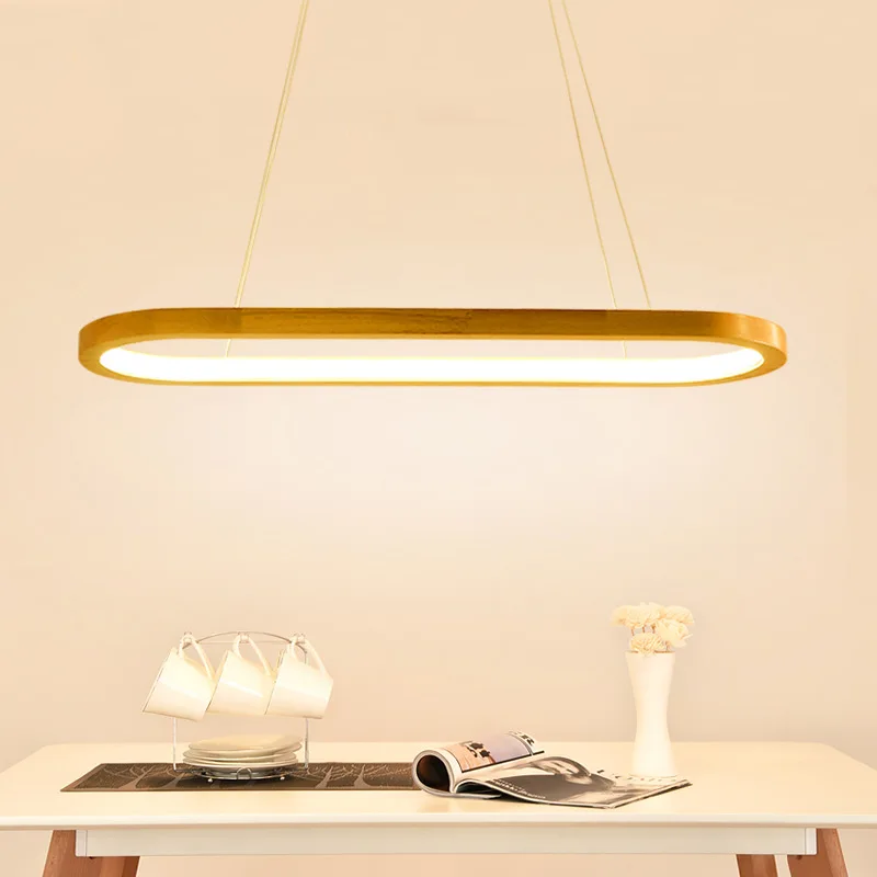 Столовая дерево светодиодный подвесной светильник современный овальный