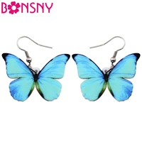 bonsny acrylic pattern morpho menelaus butterfly earrings drop dangle big novelty insect jewelry for women girls teens gifts new