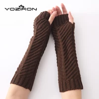 yoziron new fashion fish shaped women knit arm warmers winter knitted long sleeves gloves for woman girls fingerless gloves
