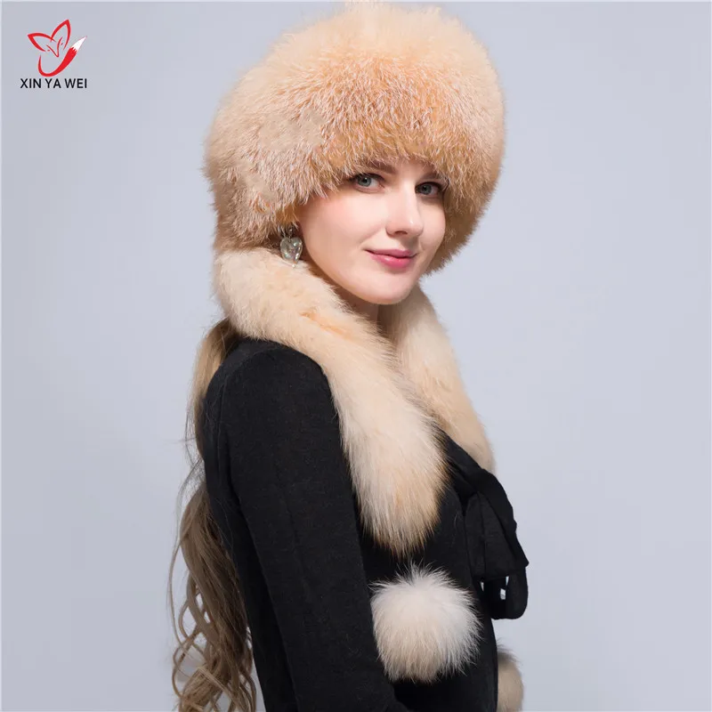 

Genuine fox lady hat female natural fox fur russian hat winter thick warm ear fashion bomber fur hat female elegant woman hat