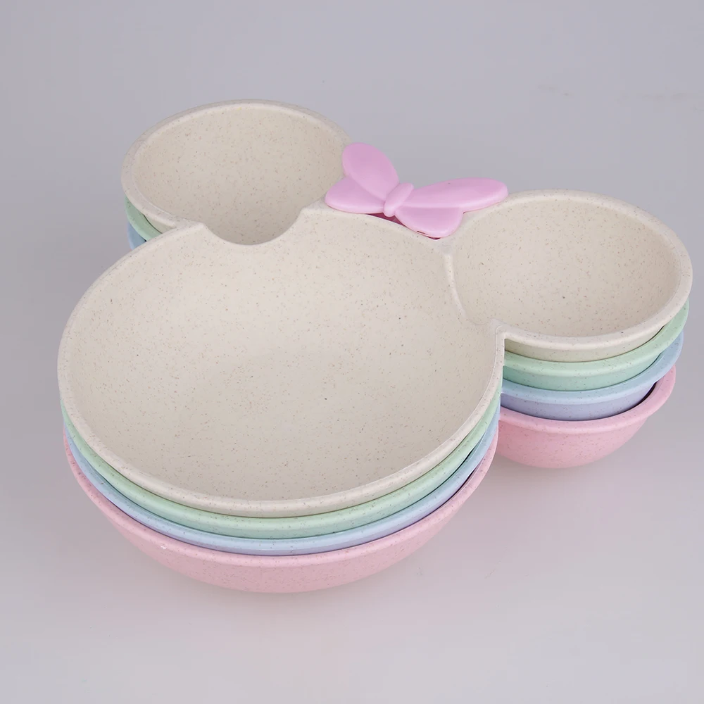 Детская тарелка из пшеничной соломы набор посуды с рисунками мультфильмов