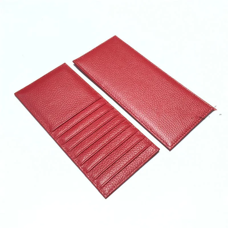 SFP-56GL-RED Натуральная кожа, длинный кредитный держатель для карт, модные мини держатели для ID, Бизнес Кредитные карты, кожаный тонкий кошелек для банковских карт - Цвет: SFP-56GL-RED
