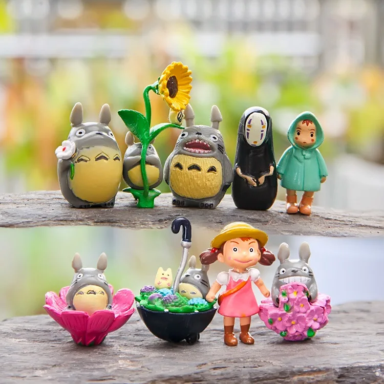 

9pcs/lot 3-5cm Anime My Neighbor Totoro Spirited Away No Face Toy Hayao Miyazaki Mini Garden PVC Action Figures Toys