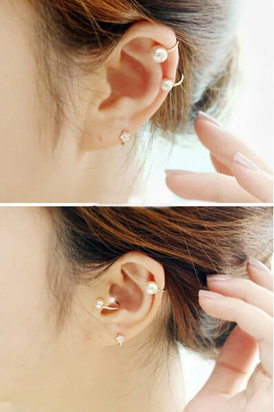 2 шт. женские U-образные серьги-клипсы с искусственным жемчугом | Украшения и