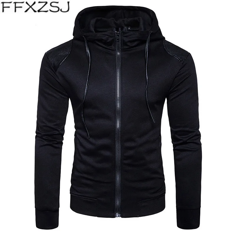

FFXZSJ brand European yards. New casual men's hooded jacket with shoulder peelings S-2XL
