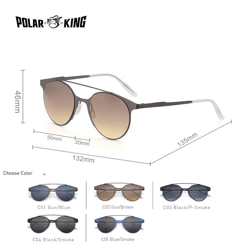 Polarking из нержавеющей стали унисекс солнцезащитные очки UV400 мужские круглые