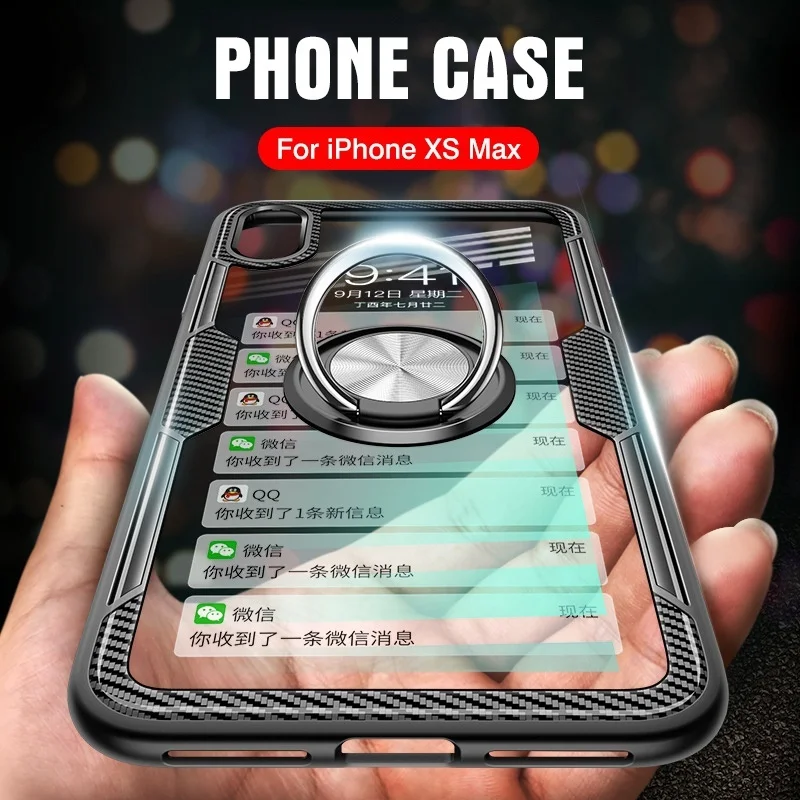 Прозрачный чехол для телефона Huawei P20 Pro металлическое кольцо-держатель ПК