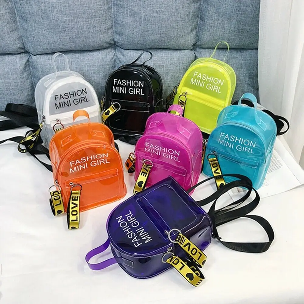 

Fashion Women Mini Backpack PVC Clear Shoulder School Rucksack Ladies Girls Jelly Package Travel Bag