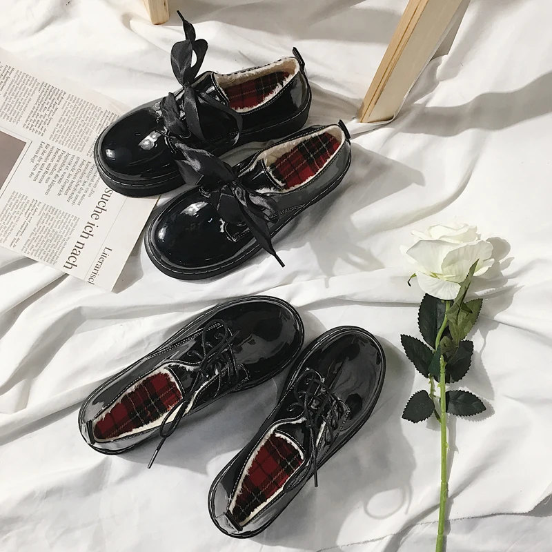 Японские туфли Martin в стиле ретро на плоской подошве из искусственной кожи осень и