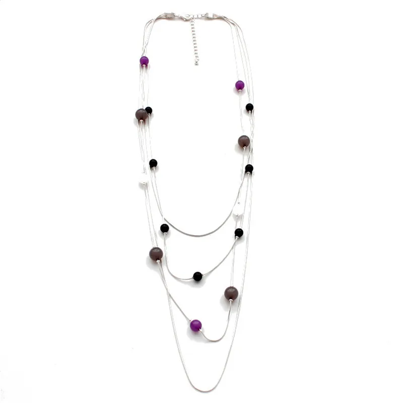 Новинка 2019 женское ожерелье на свитер с черными бусинами pinkcoffee многослойная