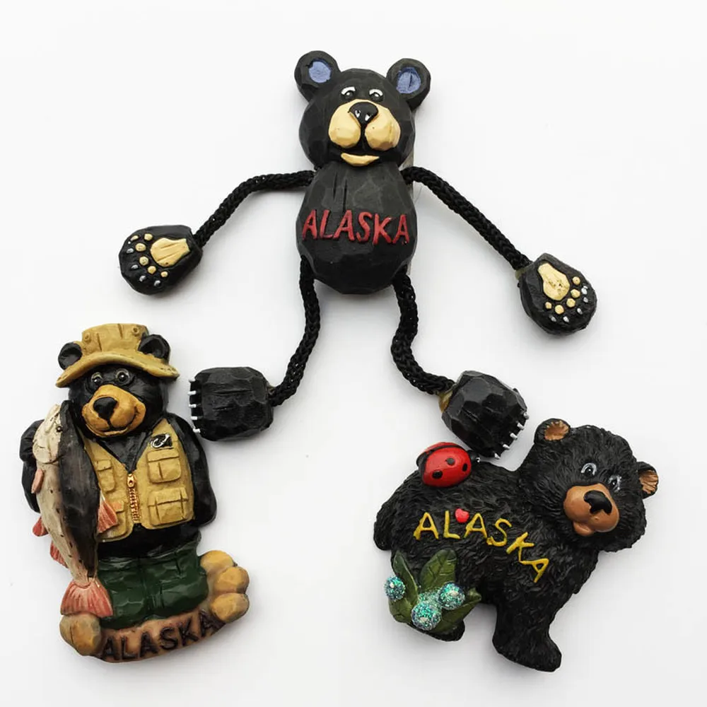 BABELEMI 1 шт. милые резиновые 3D Alaska Bear магнит на холодильник сувениры для путешествий