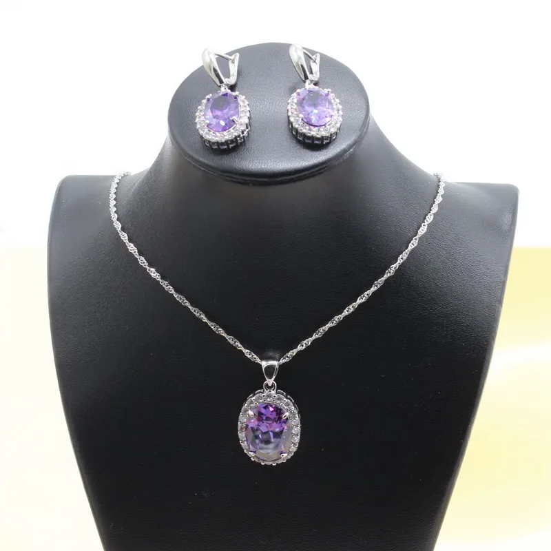 Комплект из колье и серёг с фианитом | Украшения аксессуары