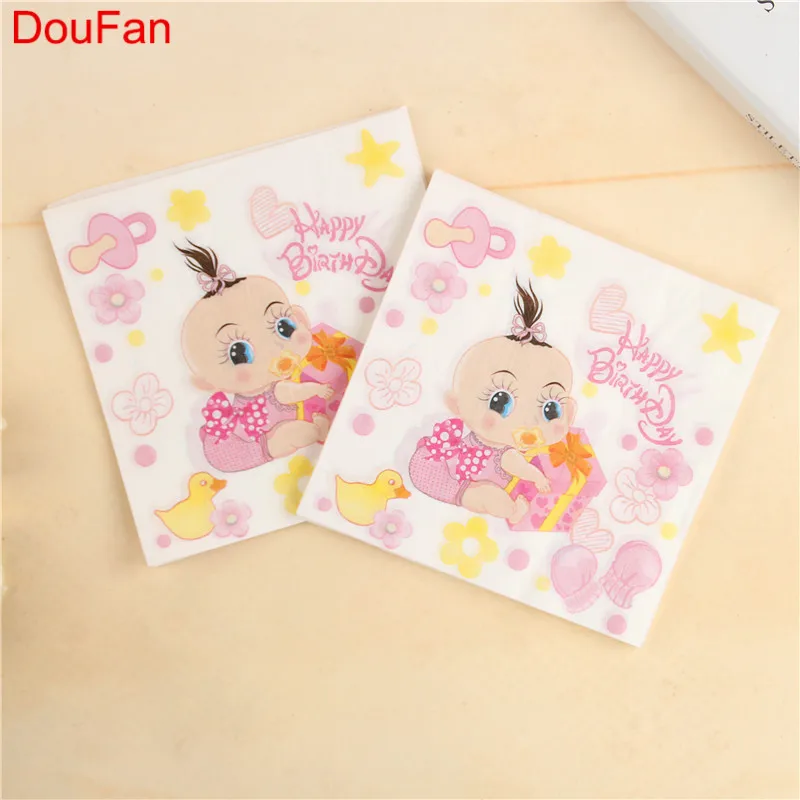 Бумажные салфетки DouFan 20 шт. для 1 го дня рождения бумажные из 100% натурального