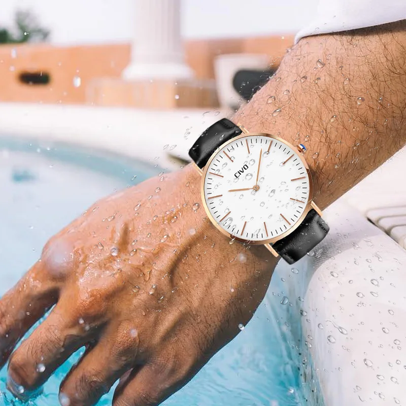 CIVO мужские часы Топ бренд класса люкс ультра тонкие аналоговые кварцевые для