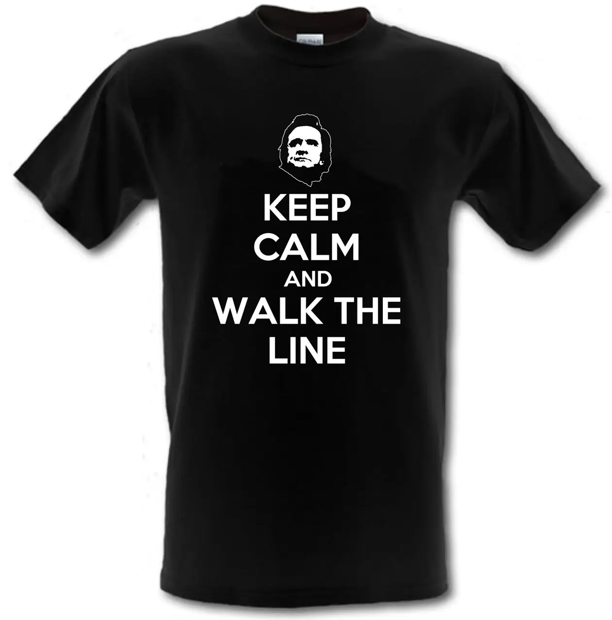 Футболка хлопковая с надписью KEEP CALM and WALK THE LINE модная черная футболка коротким