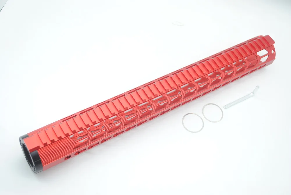

Chinese Red Anodized_Extra 17'' Inch Length Low Profile Picatinny Rail System Keymod Handguard Fit Rifle AR10/ LR-308