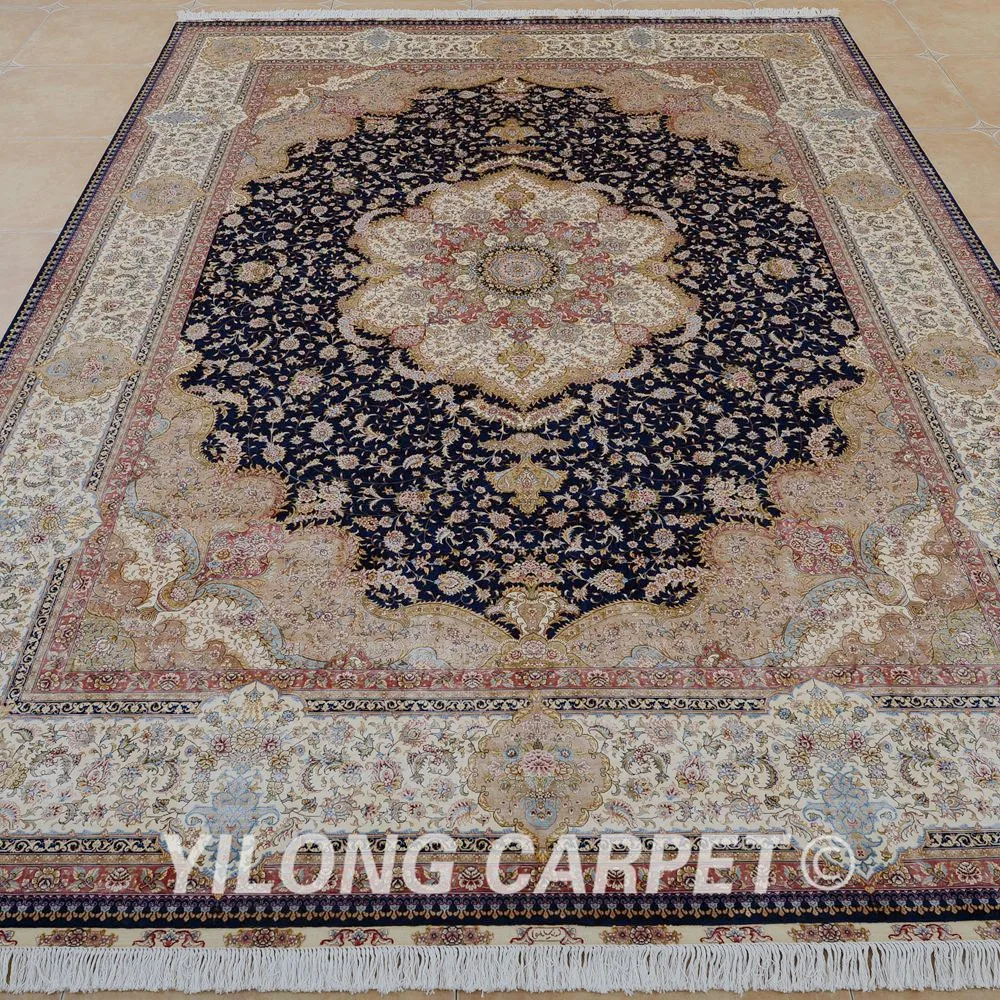 Goedkoop Yilong 9'x12 'Traditionele Klassieke Handgemaakte Kleed Grote Vantage Zijde Perzisch Tapijt (0826)