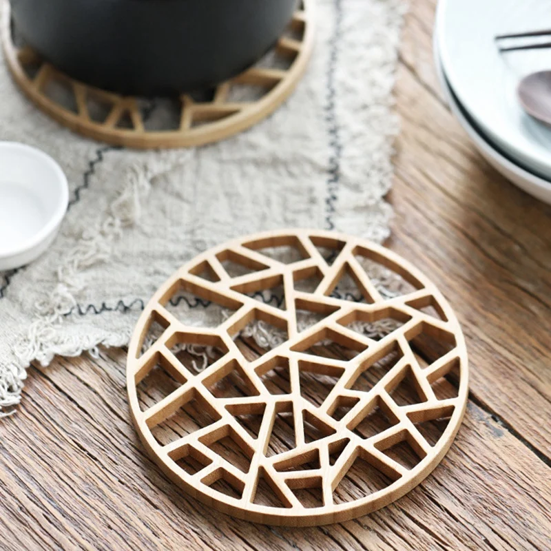 Table Placemat Rustic Bamboo Hollow Round Out Plate Pad Hot Insulation Tea Cup Pot Mat Vintage Artistic Kitchen Accessory Deco | Дом и сад