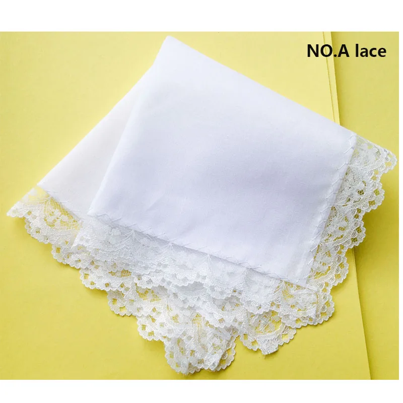 Женский/Женский однотонный белый Хлопковый платок с кружевом для вышивки