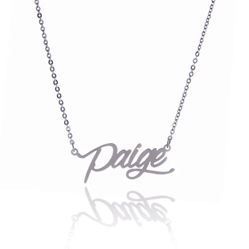 Именное ожерелье для женщин/девушек кулон Paige Script Шарм Золотой цвет нержавеющая