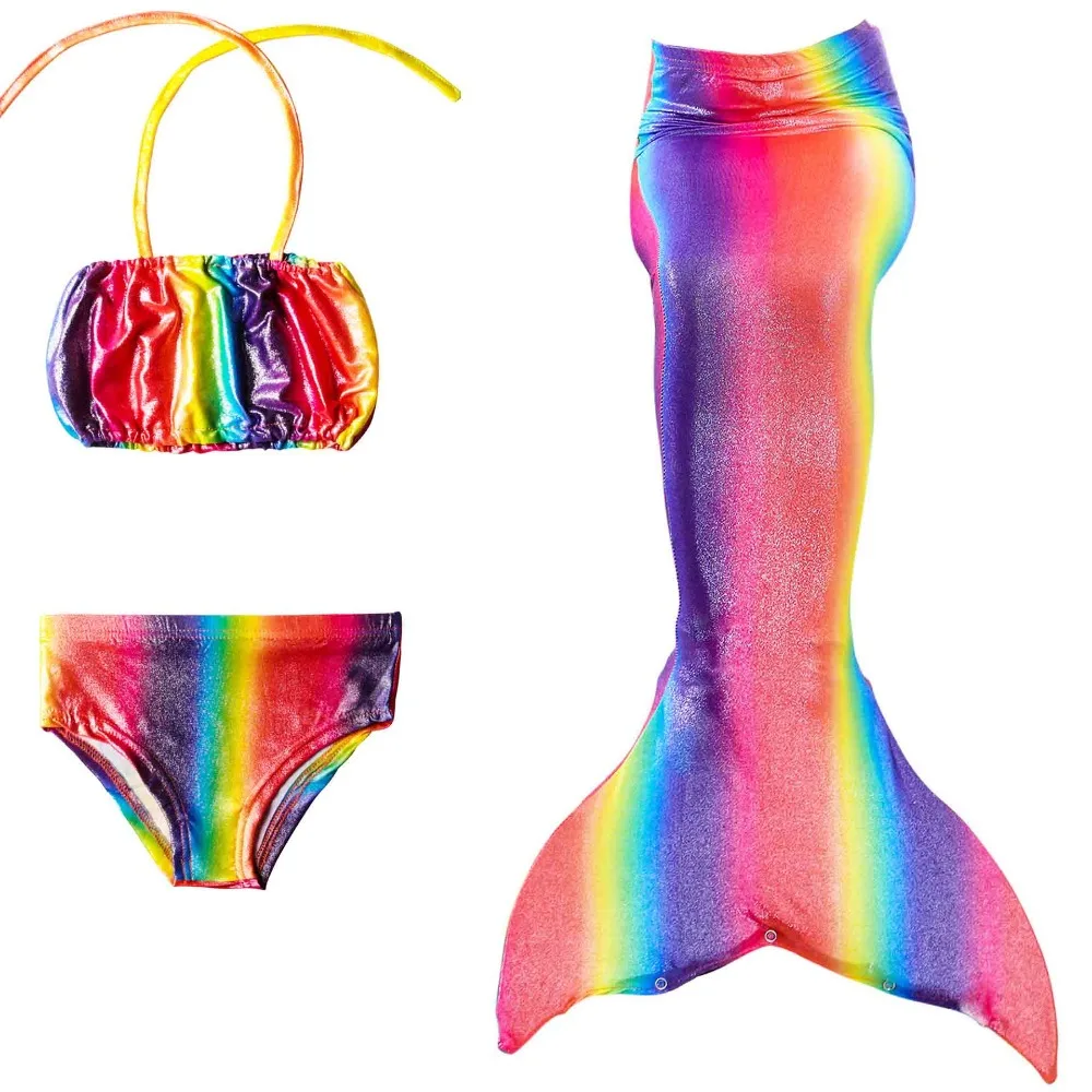 4 шт./компл. 2018 Новые дети девочки Ариэль Радуга хвост русалки купальники бикини