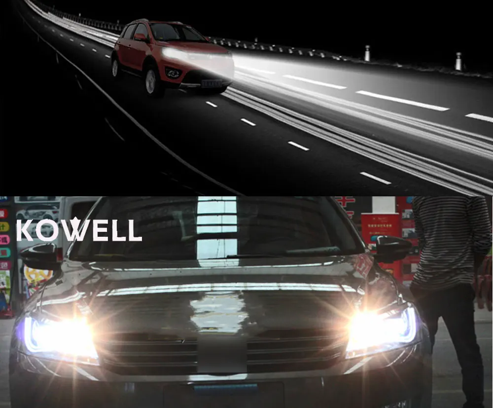 KOWELL стайлинга автомобилей для VW Passat 2012- светодиодный фары DRL спереди bi-ксеноновая линзы двойной луч HID комплект