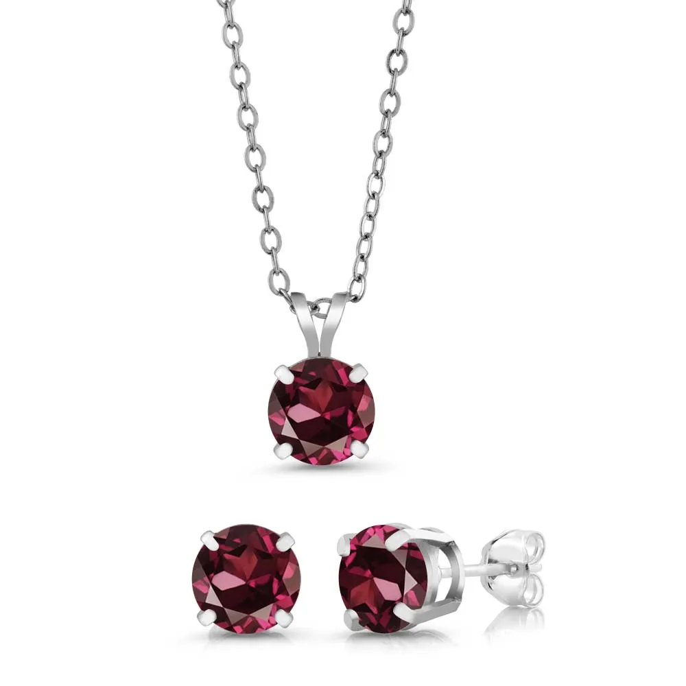 Классические женские ювелирные изделия 3.00 ct 6 мм красного родолит Гранат 925