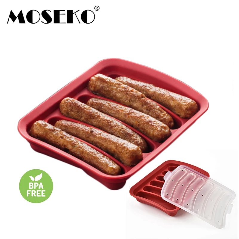 MOSEKO 6 силиконовые полости DIY колбаса делая форму для бургеров из мяса хот-дог производитель прессформы Пэтти производители Микроволновая Печь Кухонные гаджеты