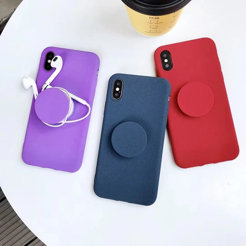 Case Cover For iPhone 7 8 Plus Protective case With Holder Stand for X 10 6 6S Grind arenaceous feel |