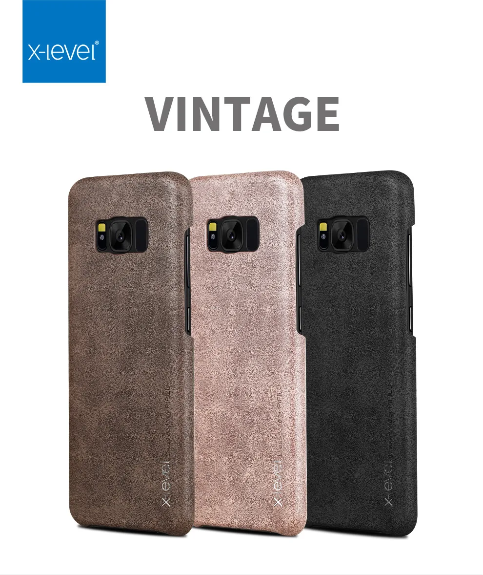 Роскошный Ретро Кожаный чехол X Level для Samsung Galaxy S8/S8 Plus ультра тонкий S8 S8plus