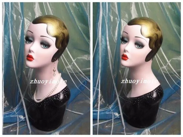 High Quality Fiberglass Vintage Female Mannequin Dummy Head Bust For Earrings & Hat & Jewelry Display