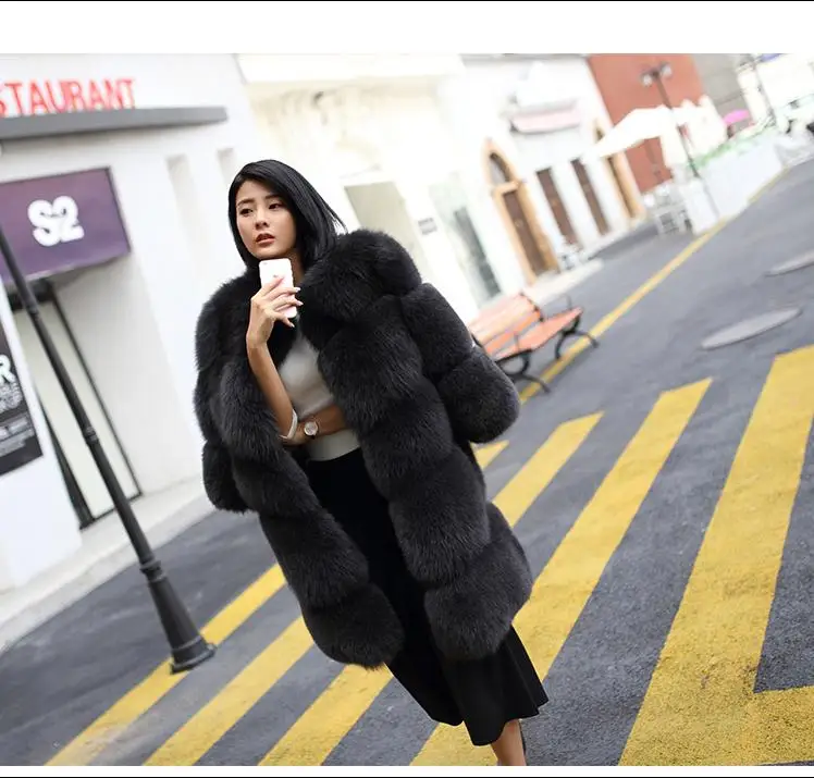 Осенне-зимняя обувь новый искусственный Лисий пальто с мехом длинная куртка