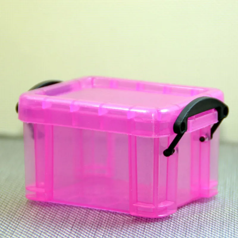 Transparent Purple Ящик для рыболовной приманки конфетного цвета мини-замок Коробка для хранения ювелирных изделий чехол для креативного дома маленькие ящики для хранения V4012 - Цвет: Transparent Purple