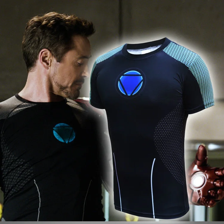 Iron Man 3 Short Sleeve T-shirt New Battle Suit Tony Stark Shirt Cosplay Costume Herotshirt Homme Swag Male Tee Plus Size | Мужская