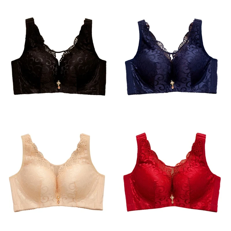 

Lace Bra For Woman Wireless Bralette Deep V Push Up Cotton Breast Cover Sexy Lingerie Women Underwire Gathered Lace Bra