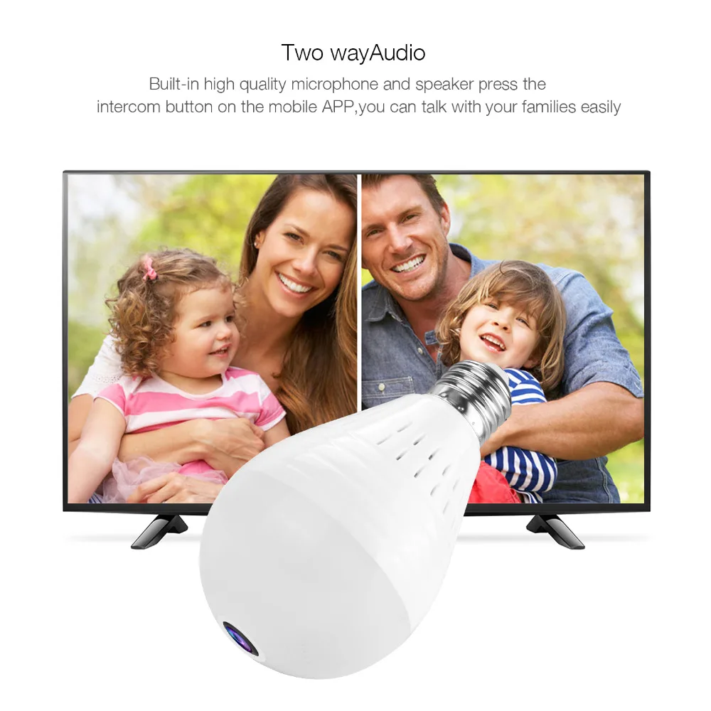 1080P Беспроводной IP Камера E27 светодиодный лампы светильник панорамная Wi Fi