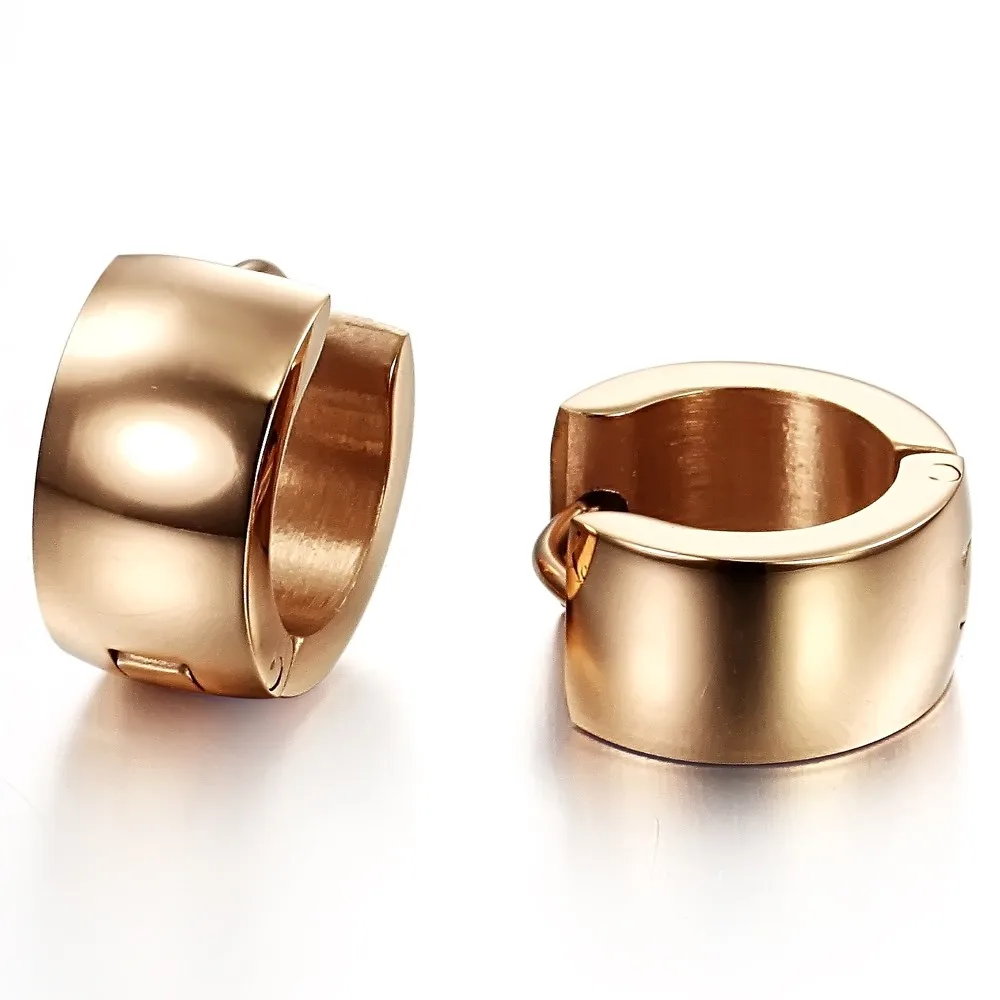 New ladies earrings jewelry Simple models Rose gold-color smooth titanium steel simple design | Украшения и аксессуары