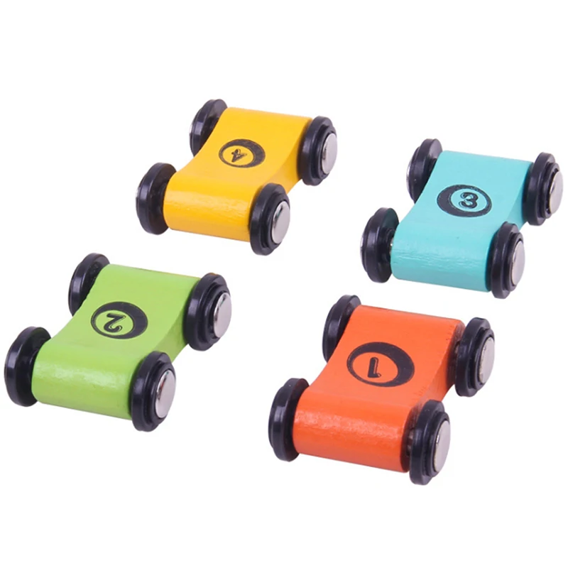 

Wooden Slide Car Children Kids Trolley Track Slide Car Inertia Pull Back Glider Toy Car