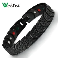 wollet jewelry for men fashion bio magnet health energy pure titanium germanium powder magnetic therapy bracelet