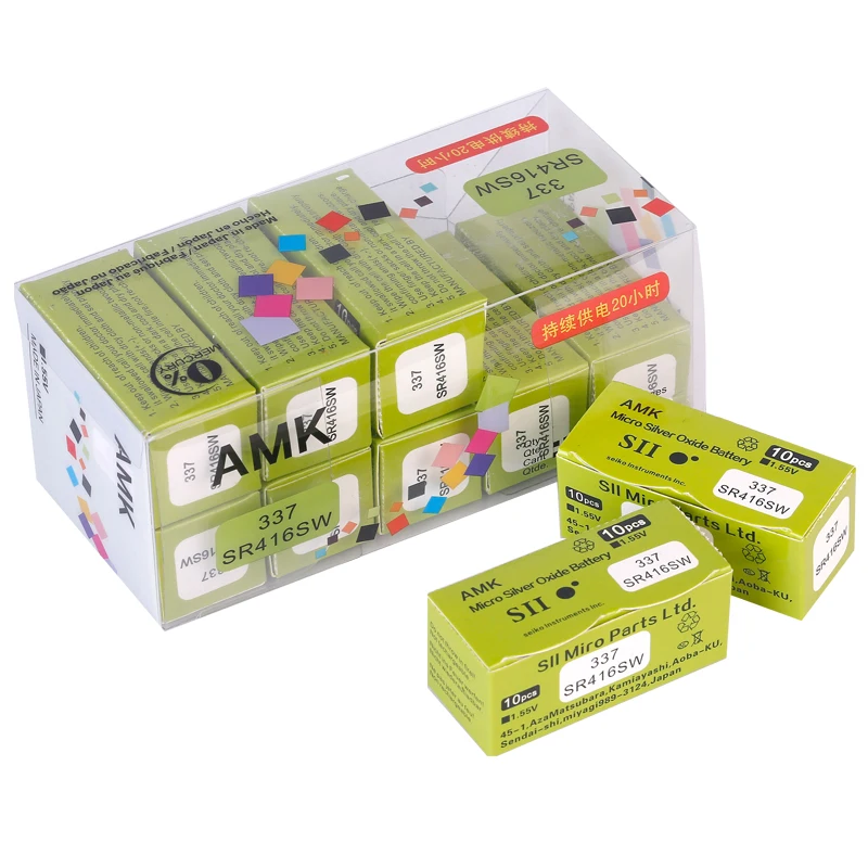 50 шт./лот AMK 337 sr416sw кнопочные аккумуляторы 1 55 оксид серебра 623 D337 V337 SP337 часы