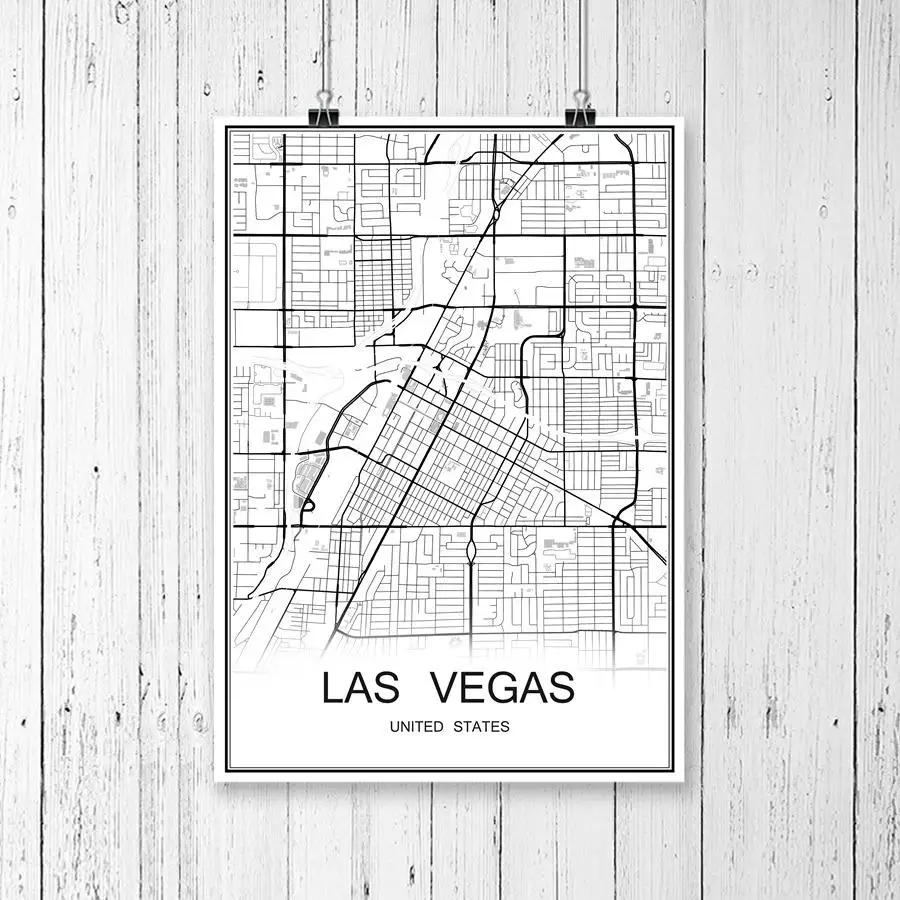 LASVEGAS Исландская Рейкьявик картина маслом карта мира изображение с абстрактным принтом современный город плакат холст с покрытием бумага кафе декор гостиной - Цвет: LASVEGAS