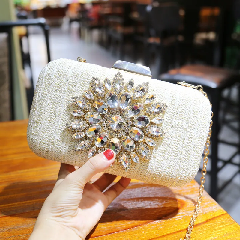 Female Diamond Handbag Vintage Crystal Design Evening Bag Wedding Party Bride Clutch wool Purse rhinestone shoulder bags | Багаж и сумки