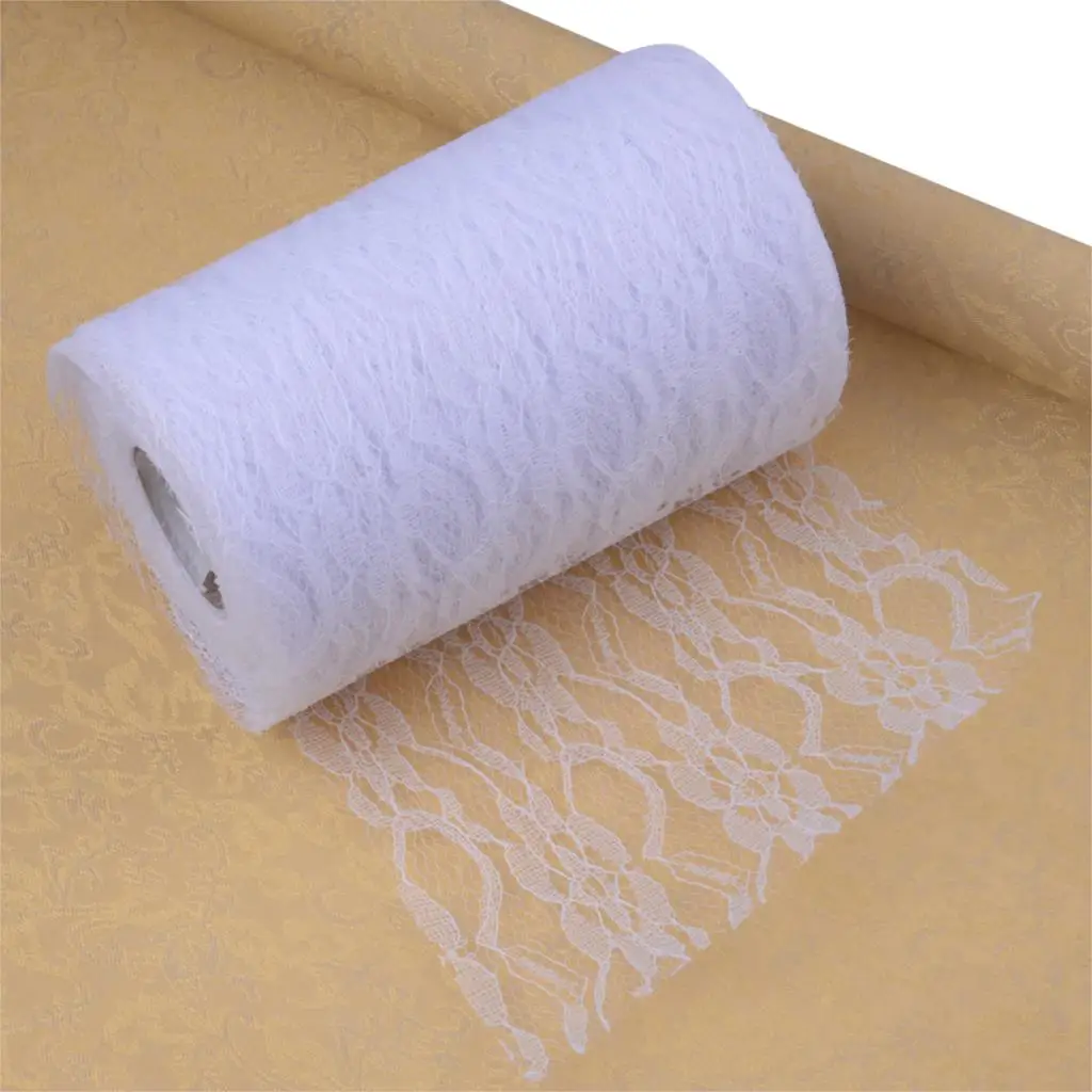 

New 15cm x 22m White DIY Lace Roll Table Runner Chair Sash Wedding Bouquet Venue Decoration Supplies