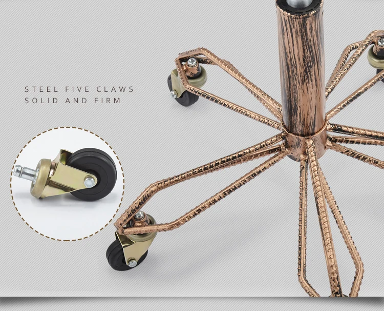 

H Height Adjustable Nail Embroidery Chairs with High Elastic Sponge Retro Bronze Barber Chair Rotate Lift Beauty Stools