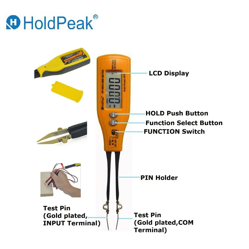 Holdпиковая HP-990A DC Vlotage Сопротивление Емкость SMD тестер метр SMT компонент Цифровой мультиметр Multimetro диагностический инструмент